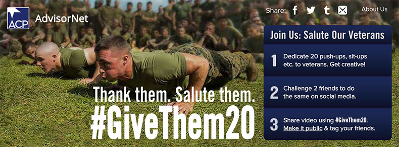 Thank them. Salute them. #GiveThem20